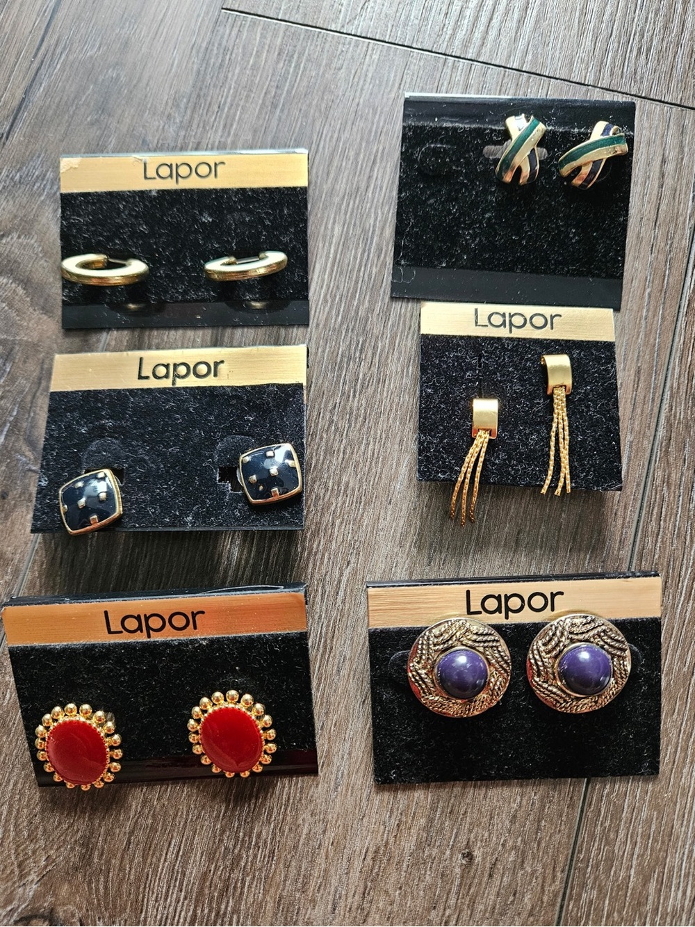Vintage Deadstock 1980s Lapor Statement Earrings - 6 Pair Lot